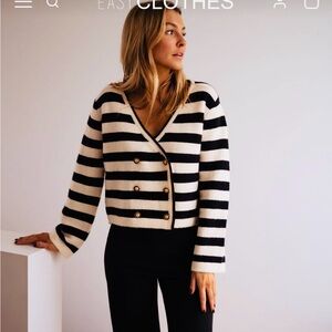 Elegant Striped Black and White Women's Blazer
